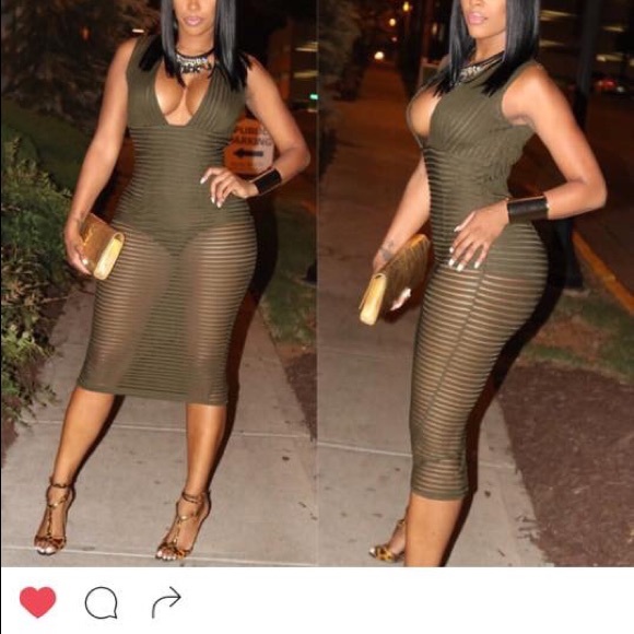 Olive green plus size dress - Picture 2 of 5